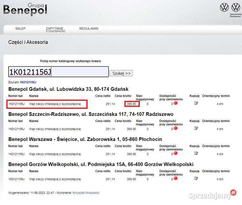Wąż cieczy chłodzącej VW Audi Seat Skoda osobowe Węże chłodnicy zachodniopomorskie Stargard
