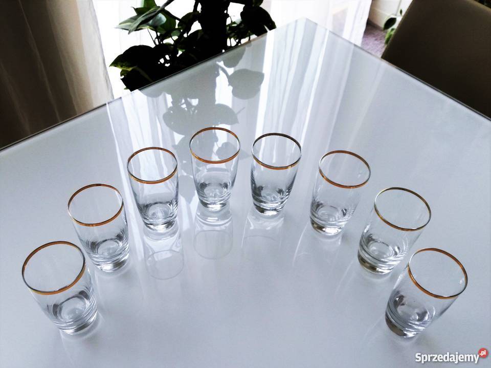 Szkło stołowe Krosno złoty pasek spodki 11 Dom i Ogród Warszawa sprzedam