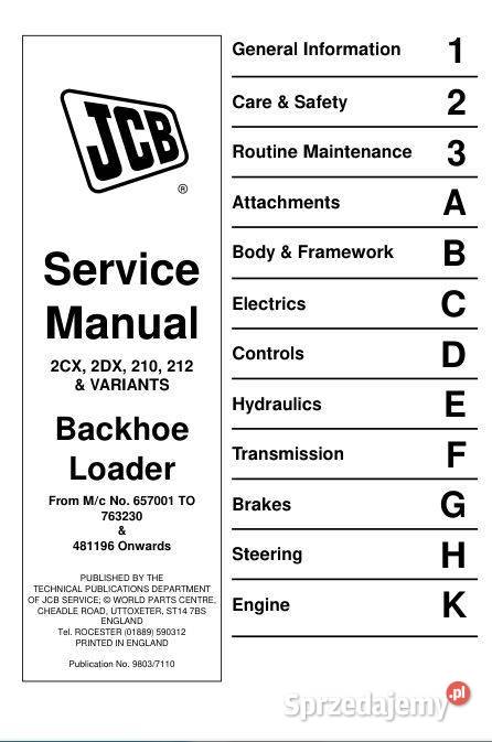 JCB 2DX 2CX instrukcja napraw Kielce