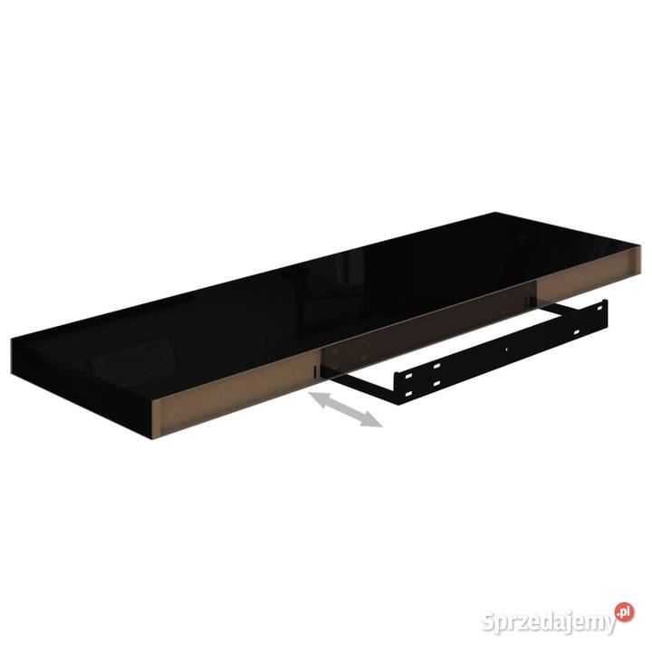 Półki ścienne 4 wysoki połysk czarne 80x235x38