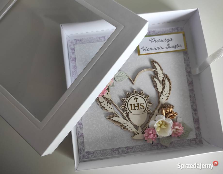 Kartka ręcznie robiona na Komunię Świętą z Rękodzieło Antyki, Sztuka, Kolekcje Łódź