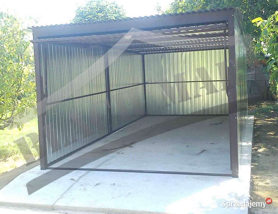 Garaż blaszany 3x5 ocynk z uchylną bramą do góry Kalisz