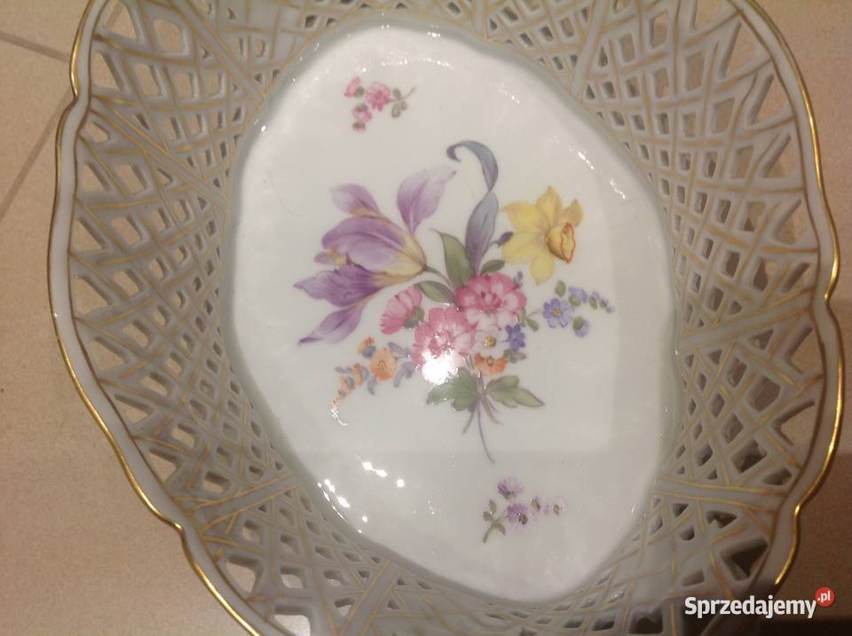 Koszyczek Patera Stara Porcelana Nymphenburg biały Nowa Sól