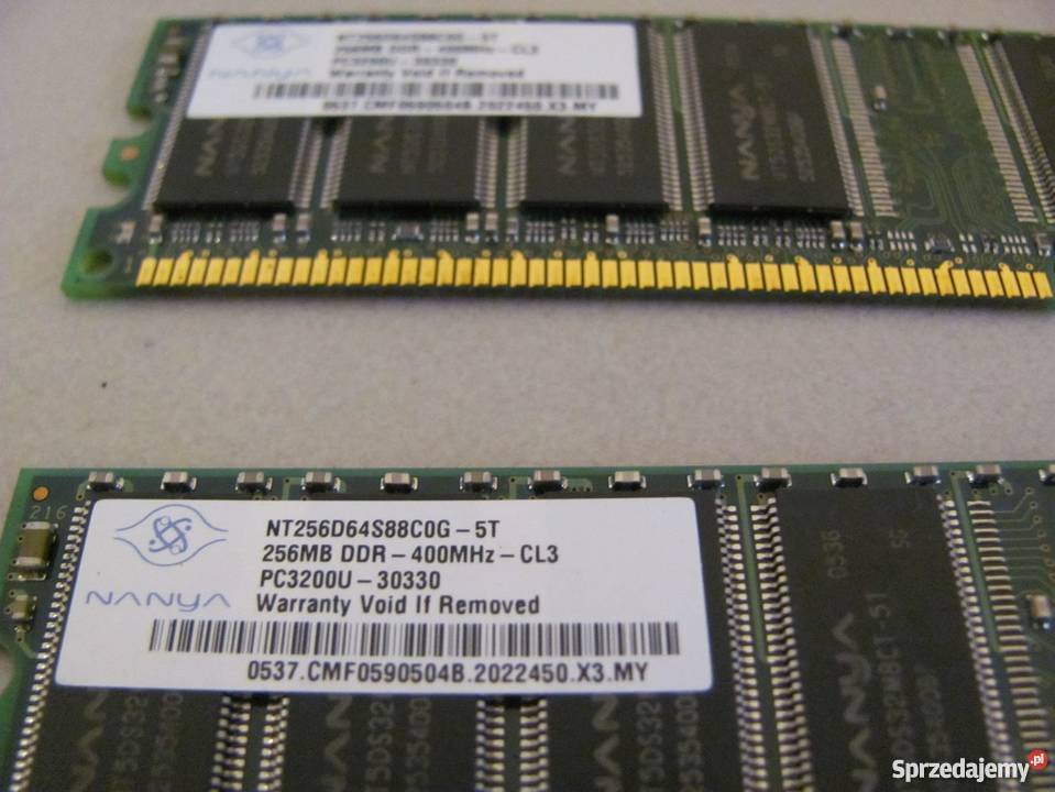 Kości pamięci RAM DDR 256MB 400MHz CL 3 400MHz Pojemność 256MB lubelskie Zamość