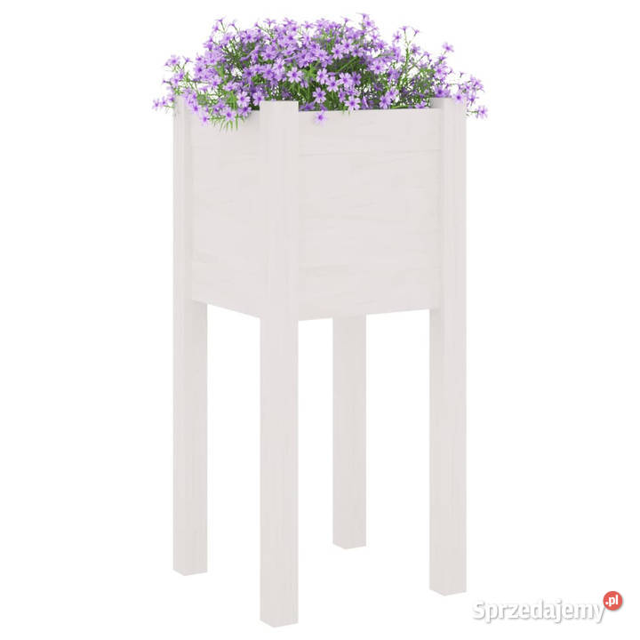 Donice ogrodowe 2 białe 31x31x70 drewno sosnowe