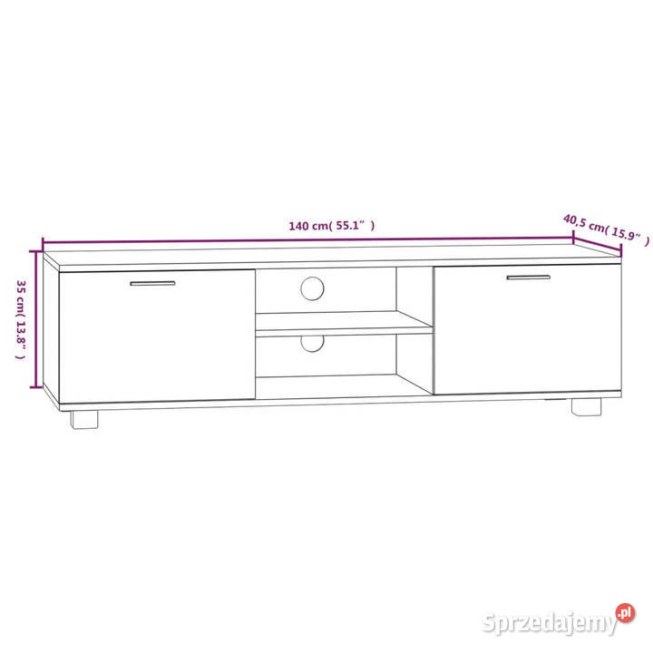 Szafka pod TV biały 140x405x35 materiał Warszawa