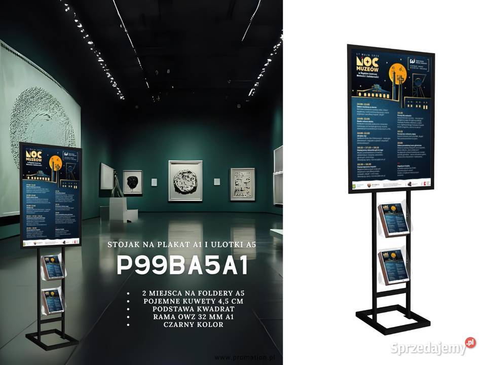 Czarny stand reklamowy na plakat A1 z Łódź