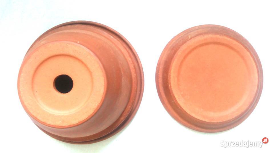 Doniczka brąz Podstawka glina Gładka stan Białystok