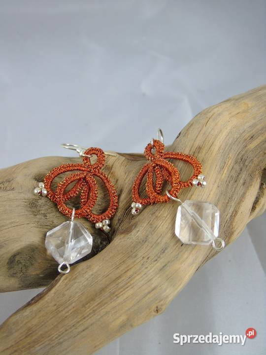 Kolczyki koronkoweróżne wzory kolory Wiśniowa