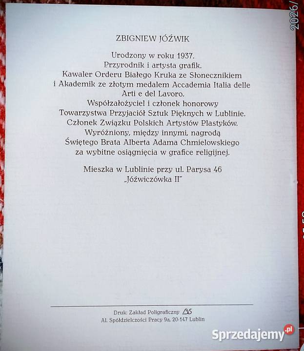 Katalog wystawy grafik ZbJóźwika z 2000r Bychawka Trzecia
