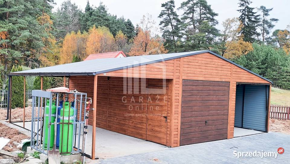 GARAŻ BLASZANY 65m x 6m 3m wiata 2x Brama drzwi Wieliczka