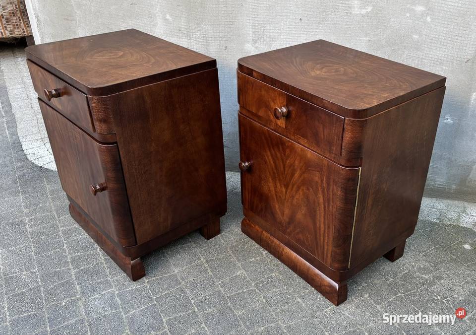 Stoliki Nocne Orzechowe Art Deco Komplet 2sztk Warszawa
