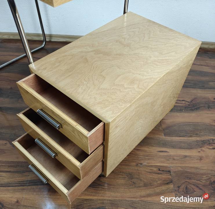 Biurko Chrom Naturalny Dąb Modernizm Bauhaus Art małopolskie Kraków