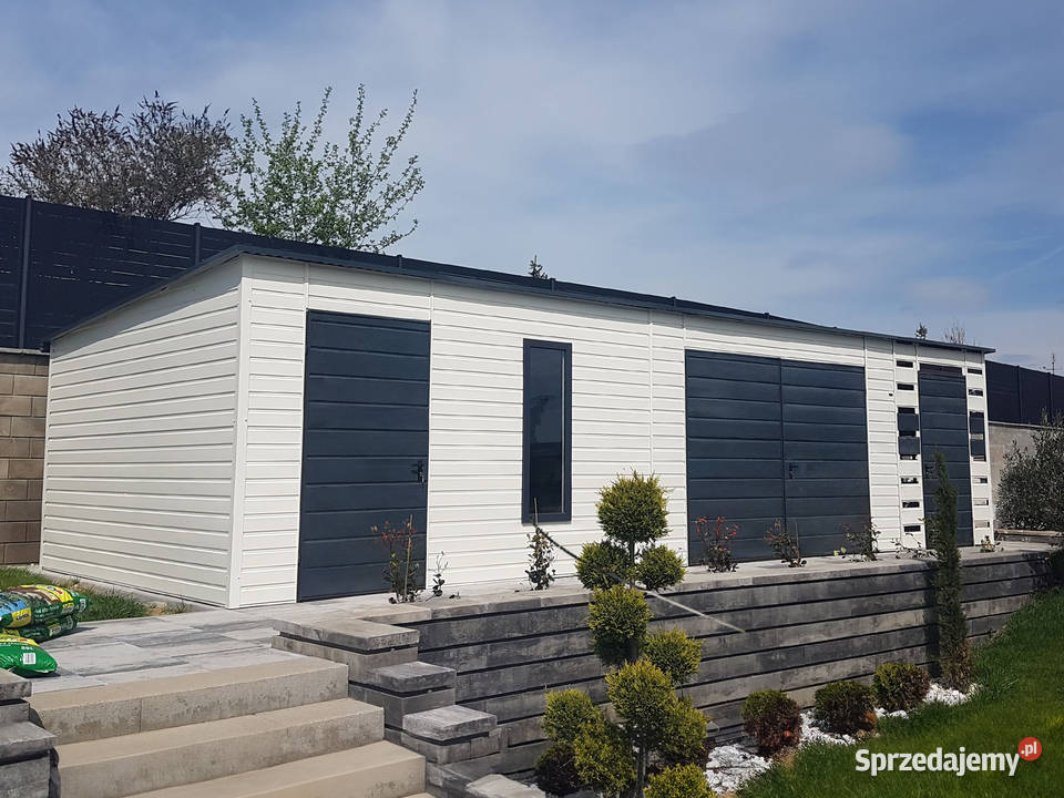 Domek ogrodowy 84 m zadaszenie 24 m biały ciemny Łódź