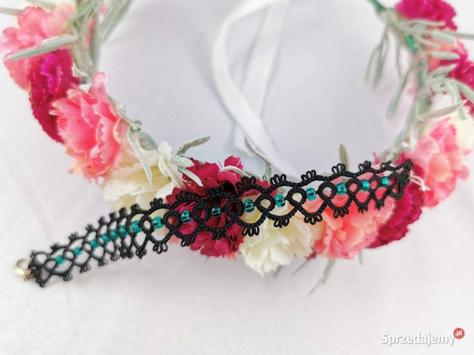 Bransoletka frywolitkowa Wiśniowa