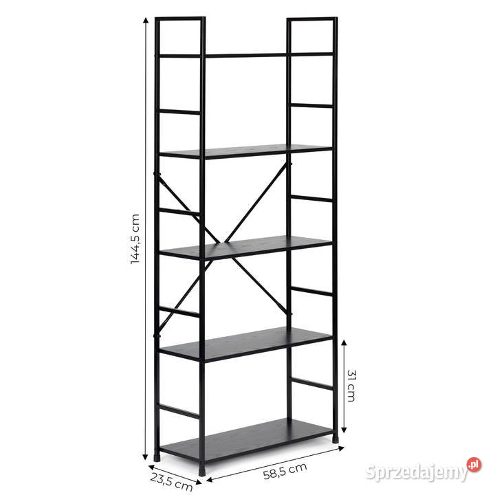 Regał drewniany szeroki nowoczesny LOFT 5 półek Smogorzów