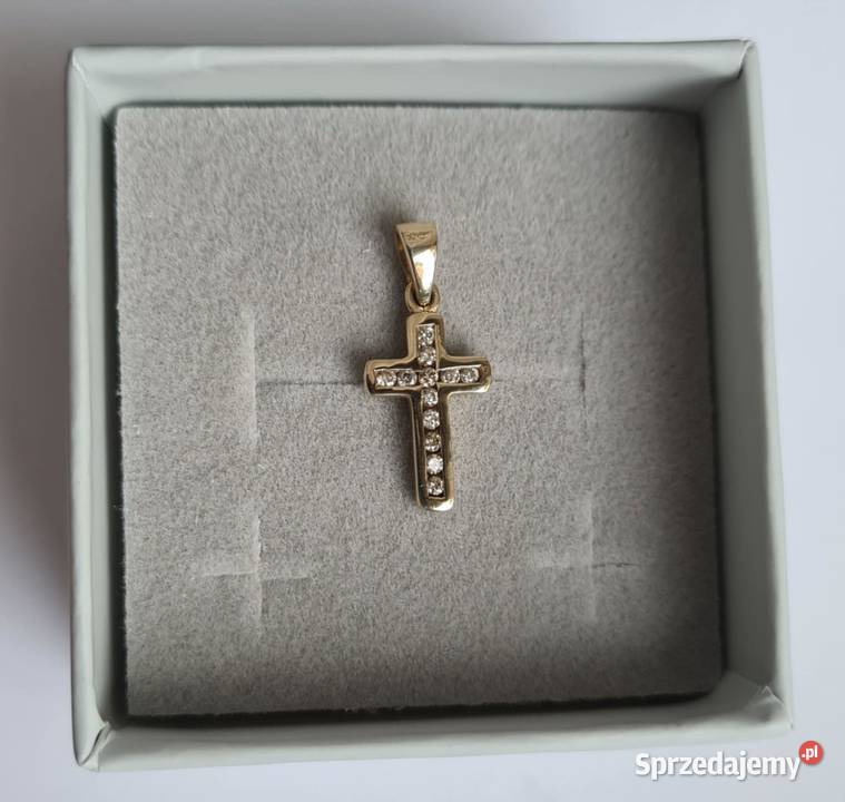 Złota zawieszka wisiorek z diamentami krzyżyk mazowieckie Otwock