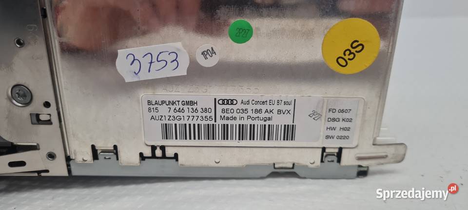 Audi Concert A4 B7 Radio Cd Mp3 Aux 8E0035186AK Radioodtwarzacze Jarocin sprzedam