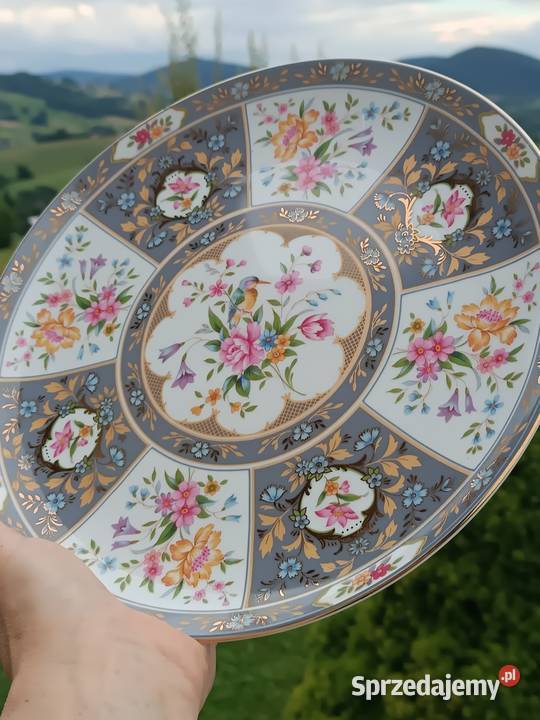 Patera porcelanowa zdobiona kwiatkami Gorlice