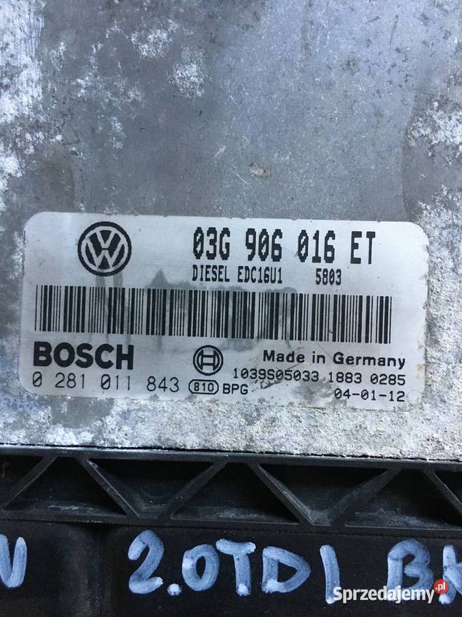 Sterownik Silnika VW Golf 20TDI 0281011843 Chojnice