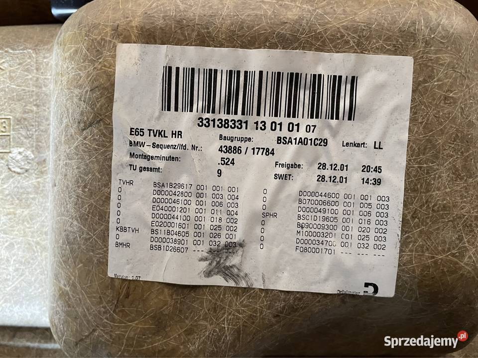 Boczek tapicerka drzwi prawy tył bmw 7 e65 zachodniopomorskie Szczecin