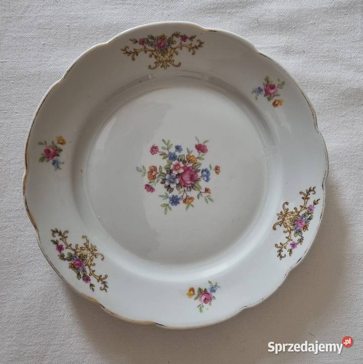 6 talerzyków deserowych porcelana Ćmielów wielokolorowy