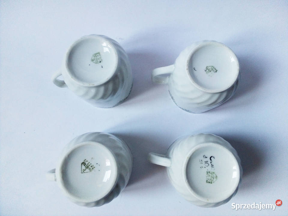 4 kubki porcelana Ćmielów vintage PRL Częstochowa