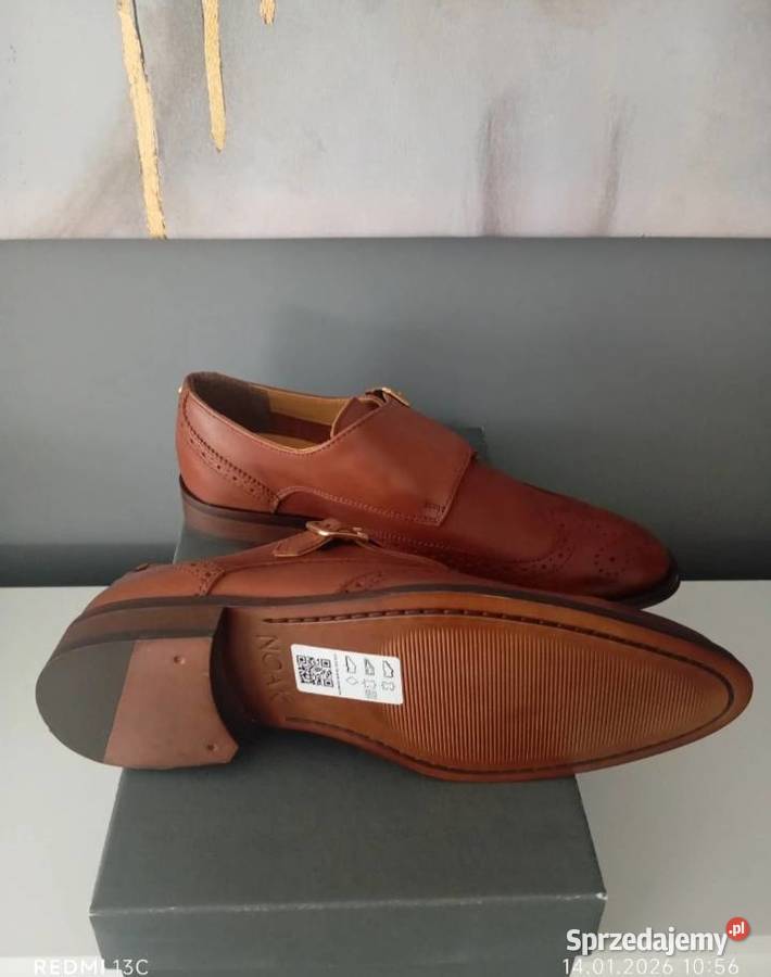 Brązowe skórzane buty Monk marki Noak brązowy/beżowy Półbuty dolnośląskie Jelenia Góra