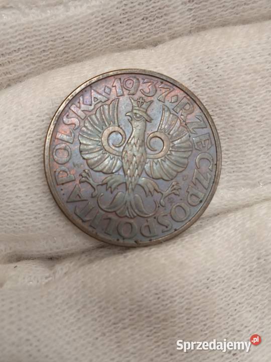 2 RP 2 grosze 1937 kolor BN Łochów