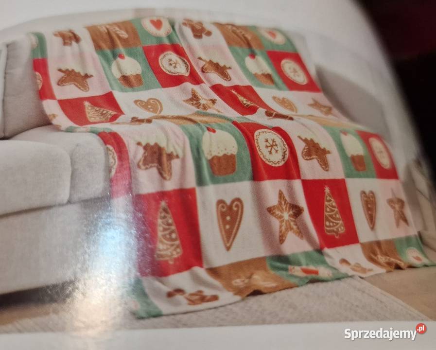 NOWY Koc świąteczny flanela kolorowy pierniki Wrocław