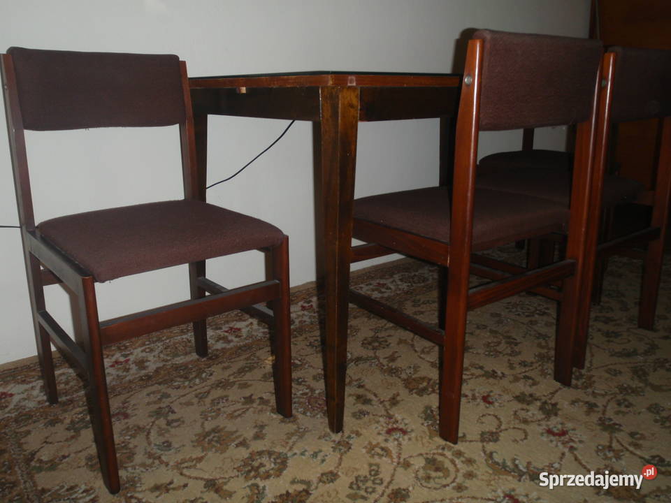 Cztery krzesła drewniane vintage PRL 81cm Kraków