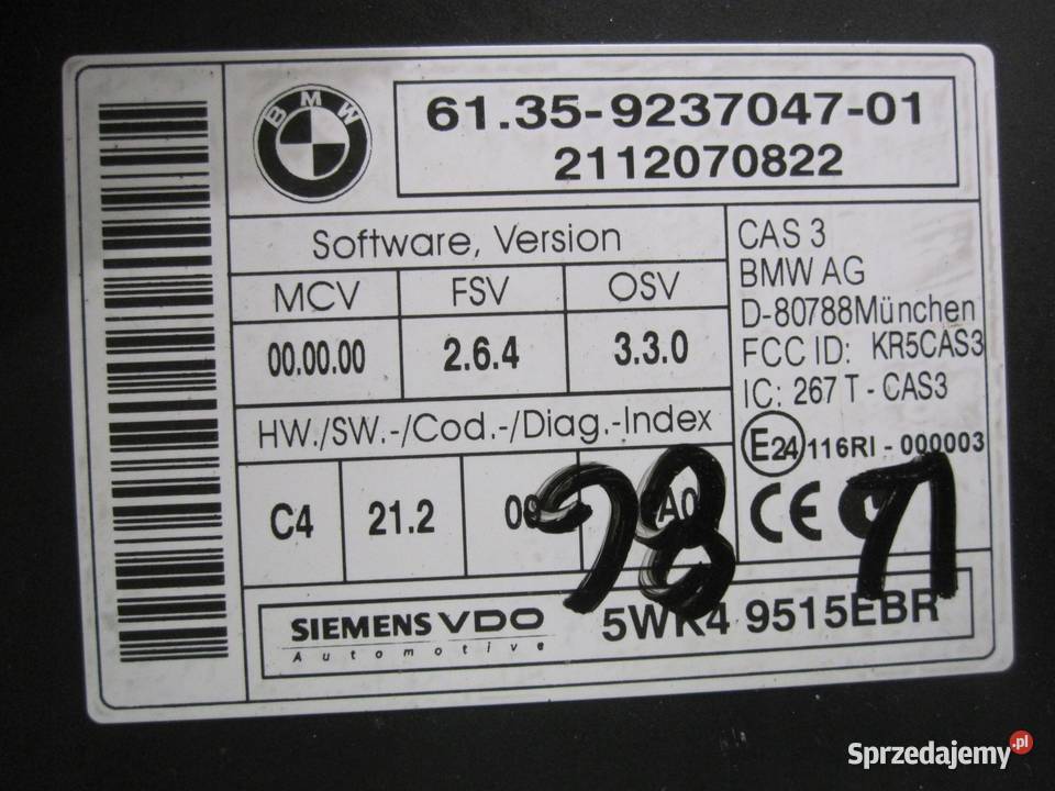 BMW E91 LIFT 11r sterownik CAS 9237047