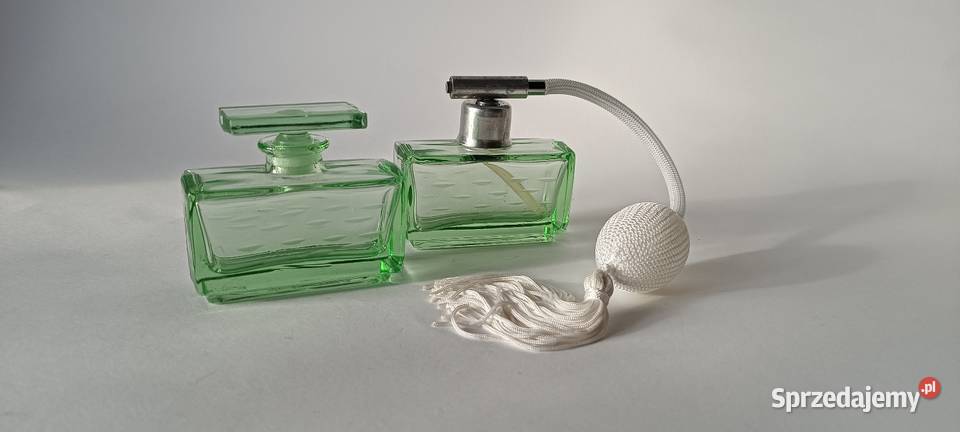Komplet toaletowy 2 perfumerii z zielonego szkła Pozostałe Jastrzębie-Zdrój