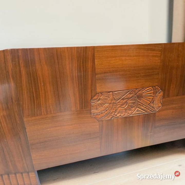 Łóżko w stylu Art dco z lat 30tych orzech z Bronisze