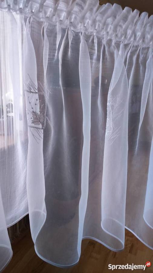 Firanka organtyna biała haftlamówka Wystrój okien