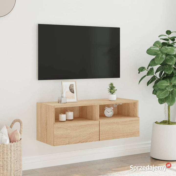 Ścienna szafka TV dąb sonoma 80x30x30 WM836872 Warszawa