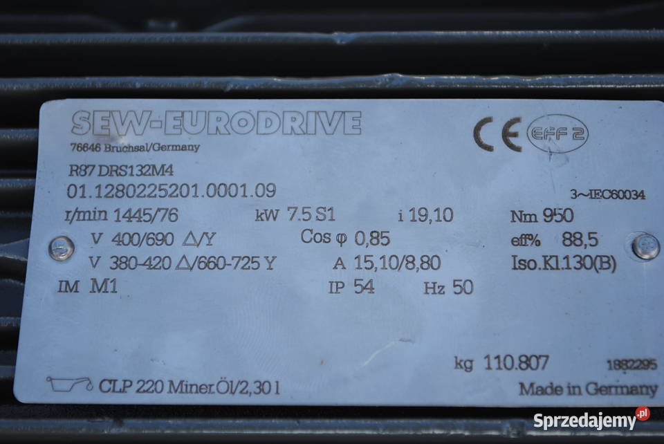 Motoreduktor 75kw 76obrmin Firmy SEW Kargowa