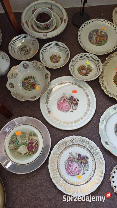 Wspaniała Ze sceną antyczną Sygnatura F z koroną Porcelana i szkło Gdańsk