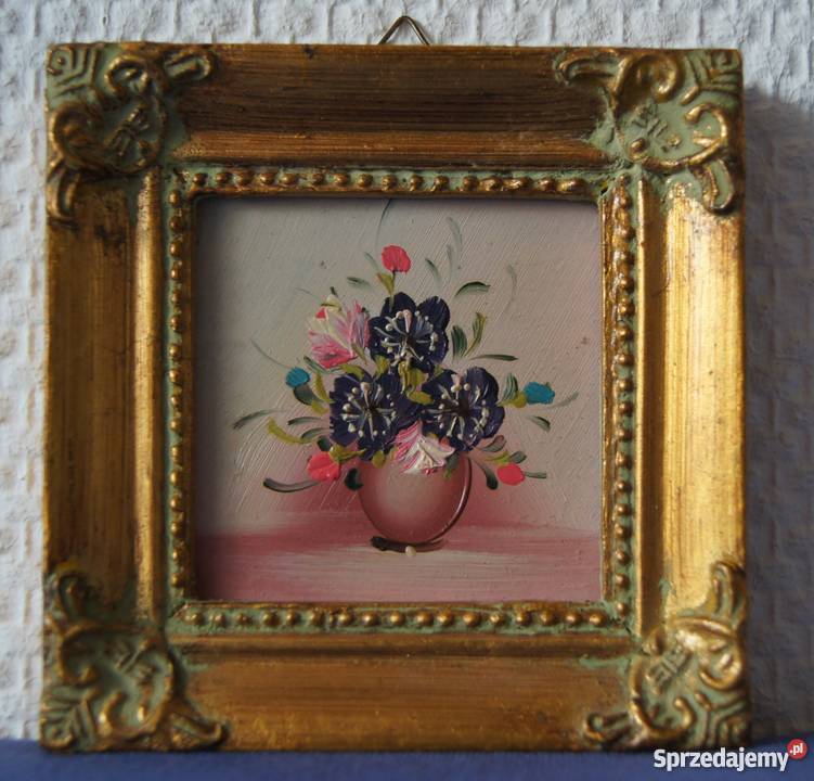 Miniatury olej drewniana ramka Chojnice sprzedam