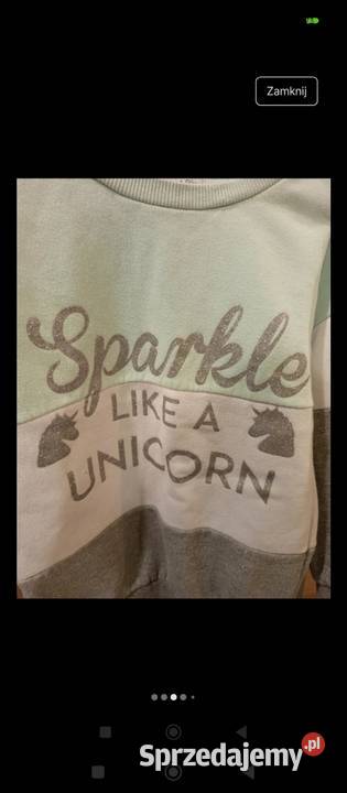 Bluza primark 122 67 lat jednorożec sparkle Biłgoraj