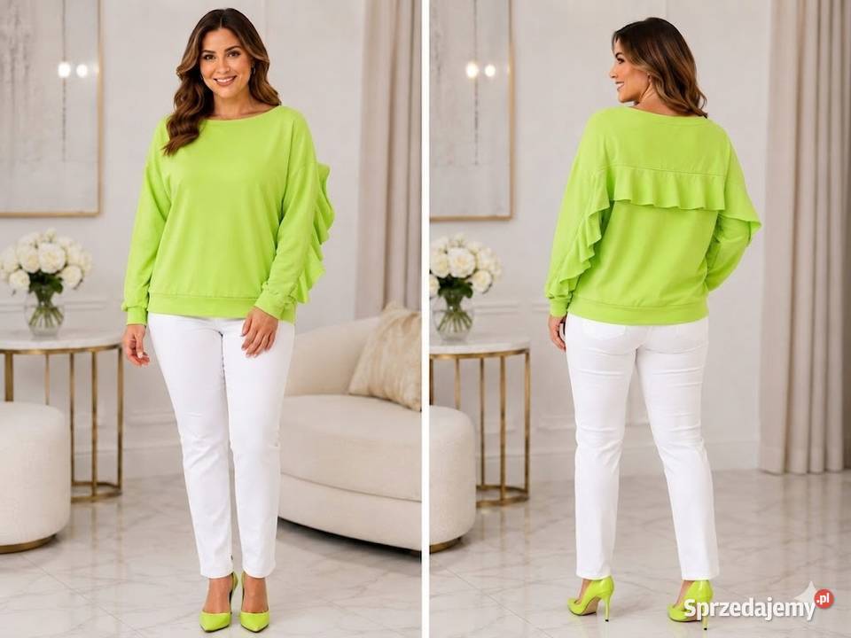 BLUZA bluzka damska z falbanami limonkowa biust Pątnów sprzedam