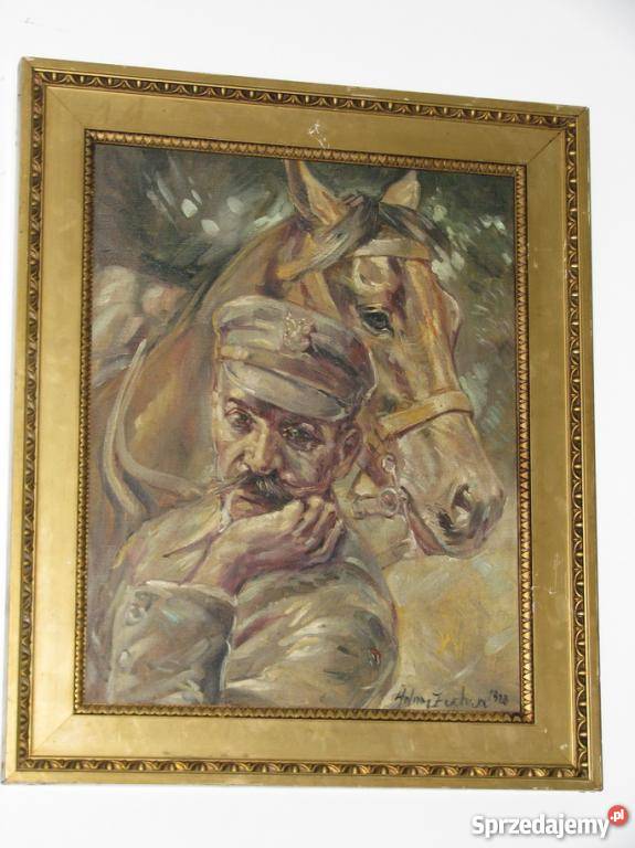 1928 PATRIOTYCZNY OBRAZ JÓZEF PIŁSUDSKI I KOŃ Kraków