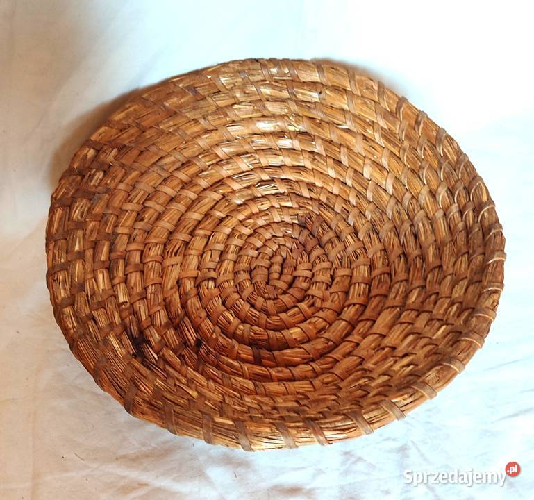 Słomiana taca koszyk chlebowy vintage boho antyk pomorskie Gdańsk