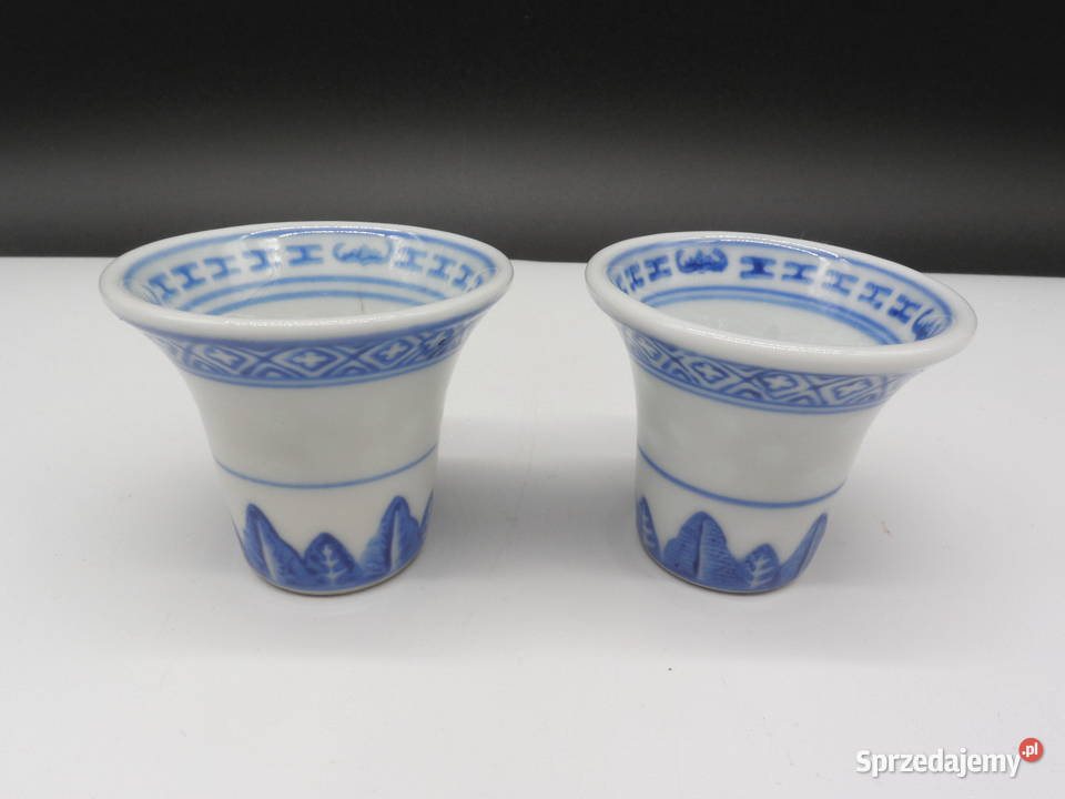 Para Czarek z Porcelany Ryżowej NiebieskoBiałe Raszków