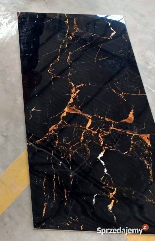 CZARNE płytki marmurowe 120x60 POŁYSK złoto łódzkie