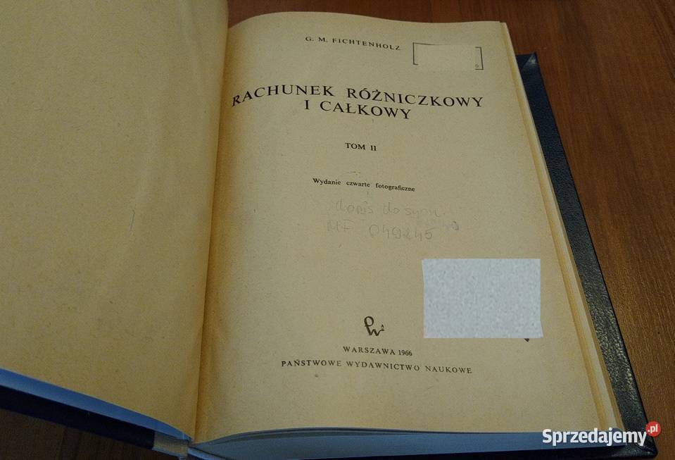 Rachunek różniczkowy i całkowy 2 Fichtenholz Gdańsk