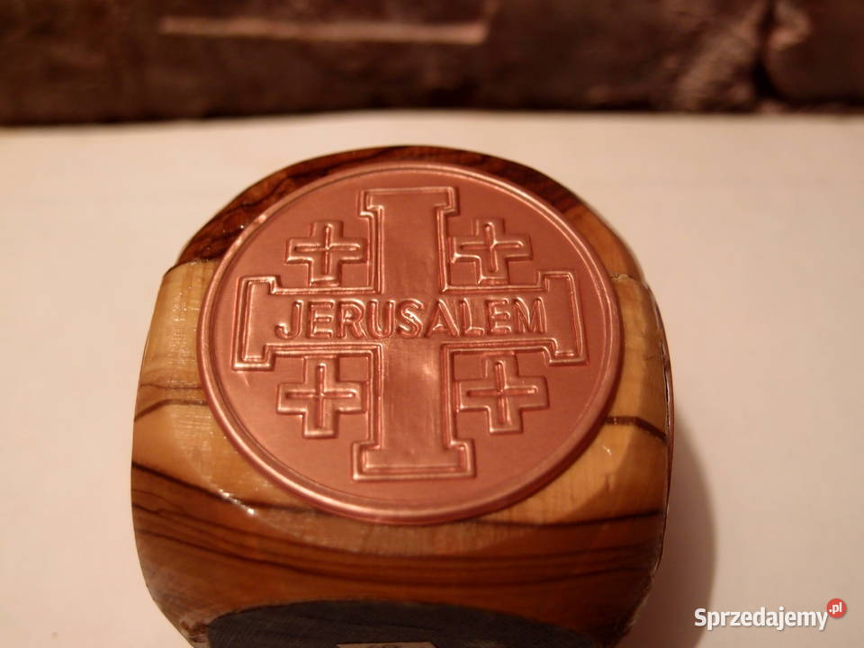 Pamiątka drewniana kostka Jarusalem Ziemia Łódź