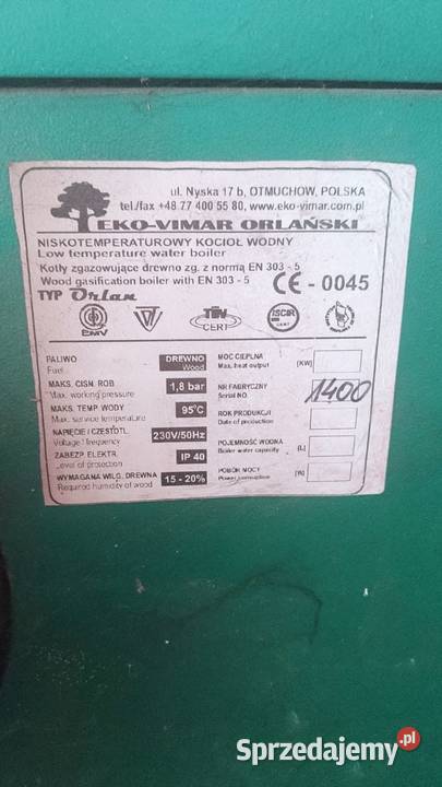 Piec na drewno 40 KW Orlan 40 Piece i kominki Kluczbork