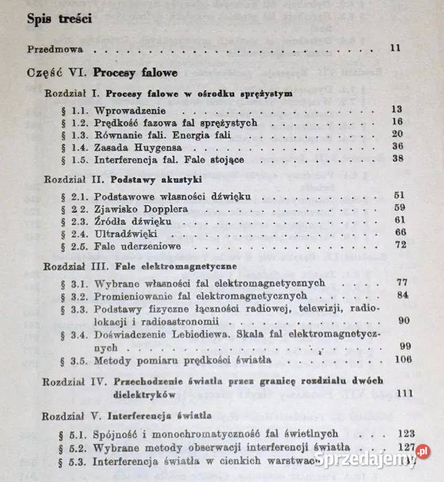 Kurs fizyki Tom 3 Procesy falowe Optyka Fizyka Chełm sprzedam