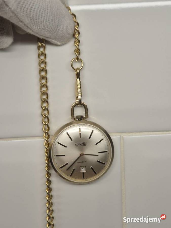 Pozłacany zegarek kieszonkowy Corvette vintge Chorzów sprzedam